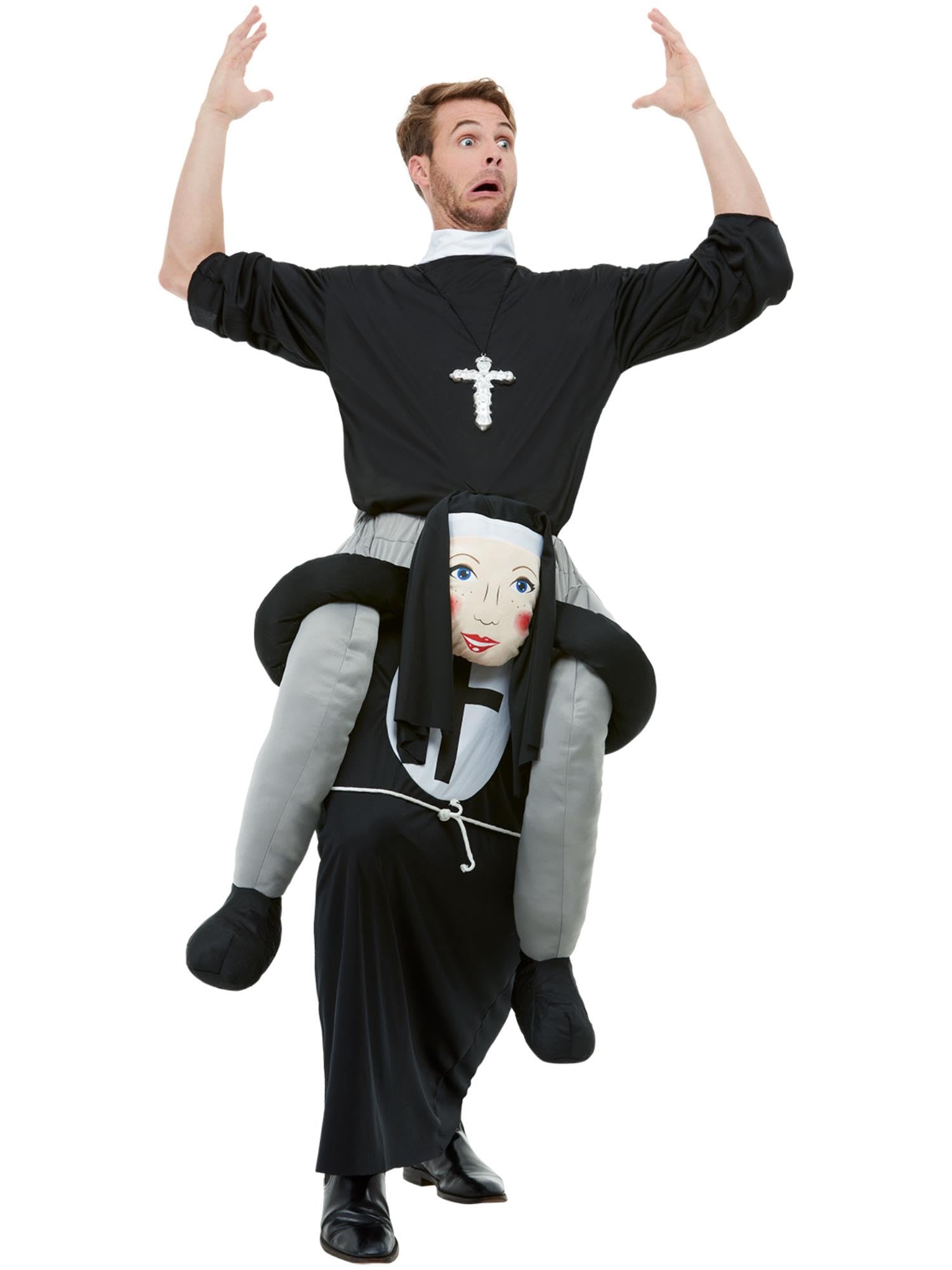 Smiffys Piggyback Nonne Kostüm Erwachsene