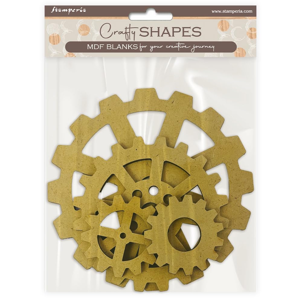 Stamperia - Crafty Shapes for Scrapbooks, Albums, Cards, Bullet Journals and More, Decorate with Papers and Paint, Perfect for Hobbies, Crafts, and Gifting (Gardens of Time, Gears)