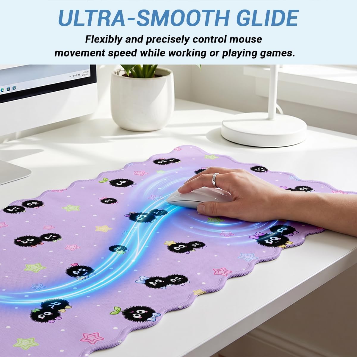 Cute Scalloped Mouse Pad Cute Star Pastel Fantasy Mousepad XL Large Gaming Mouse Pad Laptop Keyboard Mat Desk Pad Office Computer Keyboard Laptop Home 31.5 x 15.7 Inch image 4
