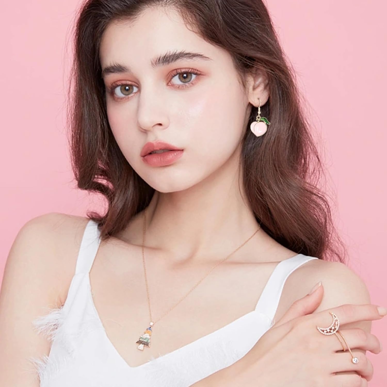 yueton 40PCS Enamel Alloy Charms: Dainty Pink Peach Pendants for Jewelry Making - Image 6