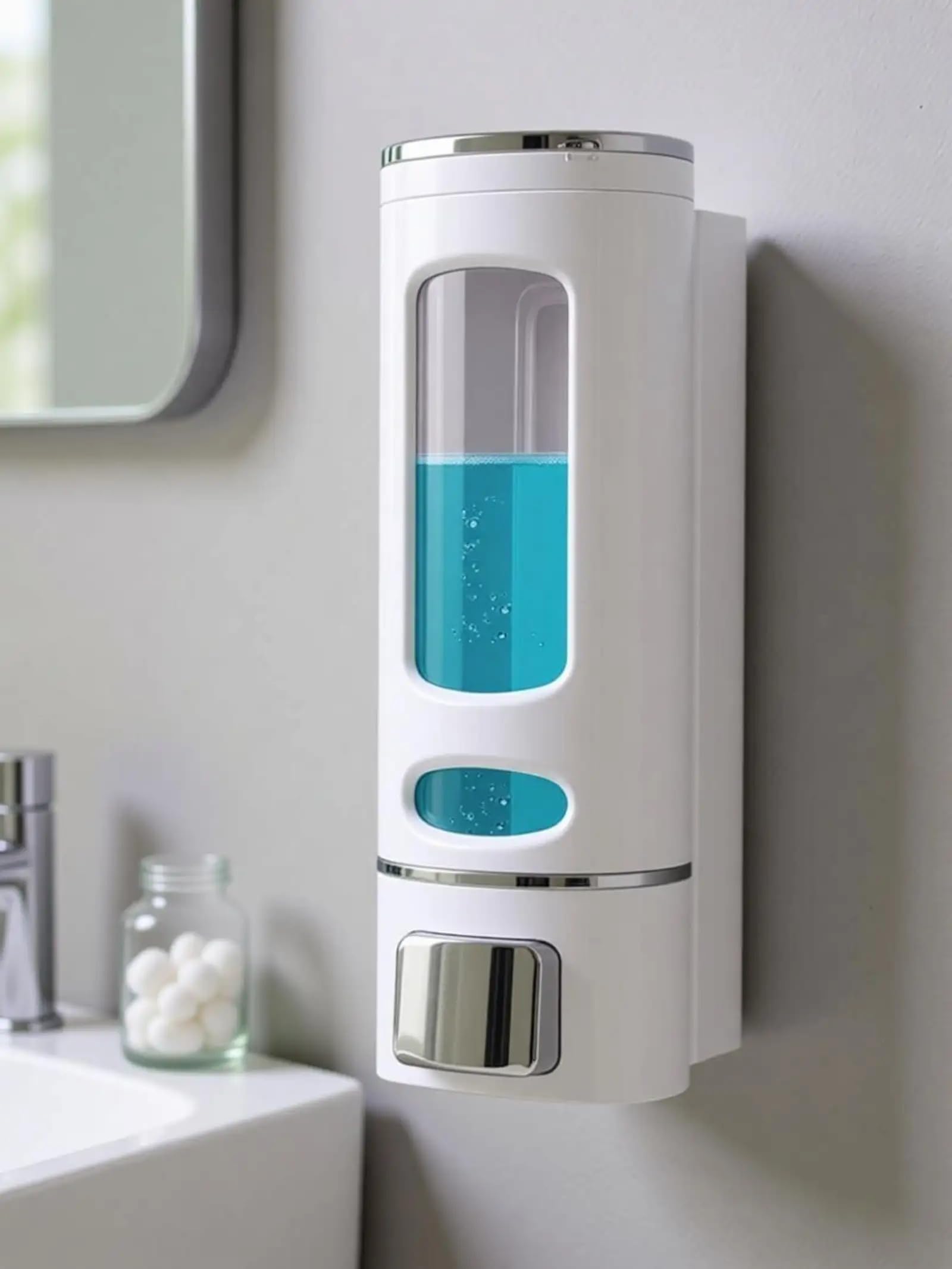 Plastic Wall Mounted Soap Shampoo Conditioner Hand Wash Gel Dispenser Liquid Soap Sanitizer Dispenser for Bathroom Basin Kitchen Sink ||400 Ml White ||Pack of 1||-image-22