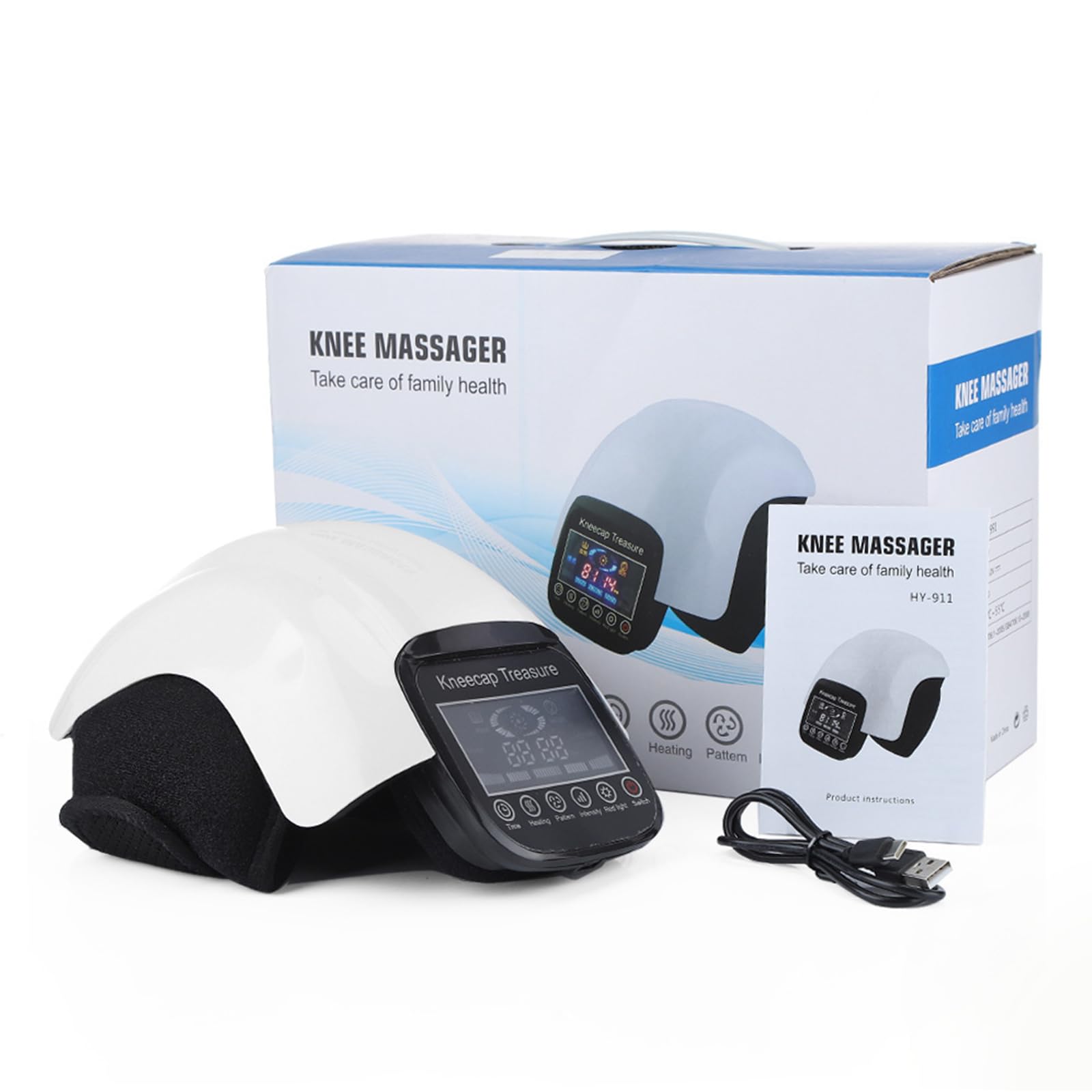 Masajeador de rodillas, terapia de luz infrarroja roja con impulso de calor, masajeador de rodillas, para aliviar las articulaciones rígidas hinchadas, estiramiento de ligamentos, deportes y lesiones