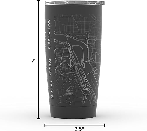 Vista 557 de Well Told Vaso de café aislado con diseño de mapa de Nueva York grabado, taza de acero inoxidable grabada (20 onzas, negro) con aislamiento de mapa
