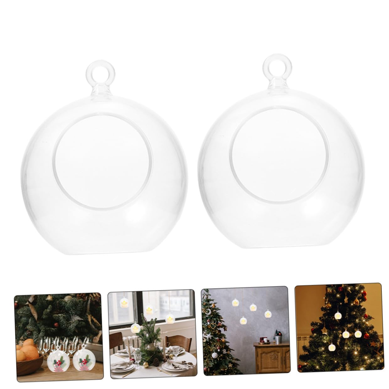 SEWACC Bolas de Adorno Transparentes Huecas de 8 Cm para Colgar, 20 Unidades de Plástico Resistente para Decoración Navideña, Bodas, Cumpleaños y Fiestas, Adornos Rellenables para DIY