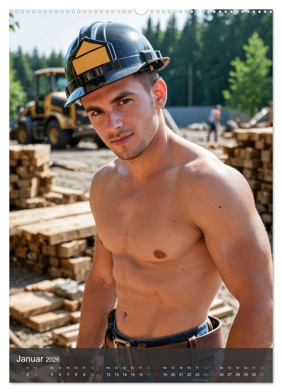 SEXY BAUARBEITER - Nackte Männer packen an (hochwertiger Premium Wandkalender 2026 DIN A2 hoch), Kunstdruck in Hochglanz: Erotischer Männerkalender: ... kraftvoll anpacken (CALVENDO Erotik)