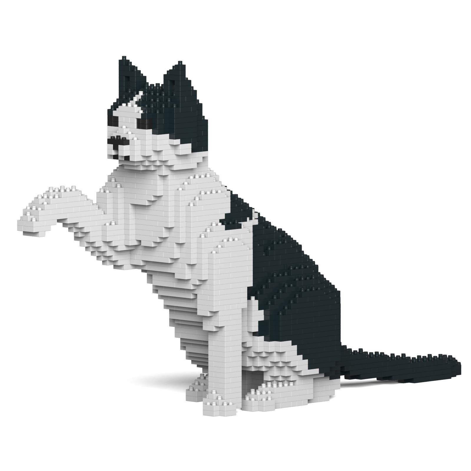 Assembled JEKCA Cat 12S-M02 Black and White Building Blocks sculpture