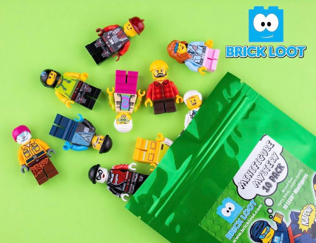 Brick Loot Random Minifigure Pack – 10 Genuine Brick Figures Compatible with Major Brands, Bulk Building Toy Characters for Kids & Collectors