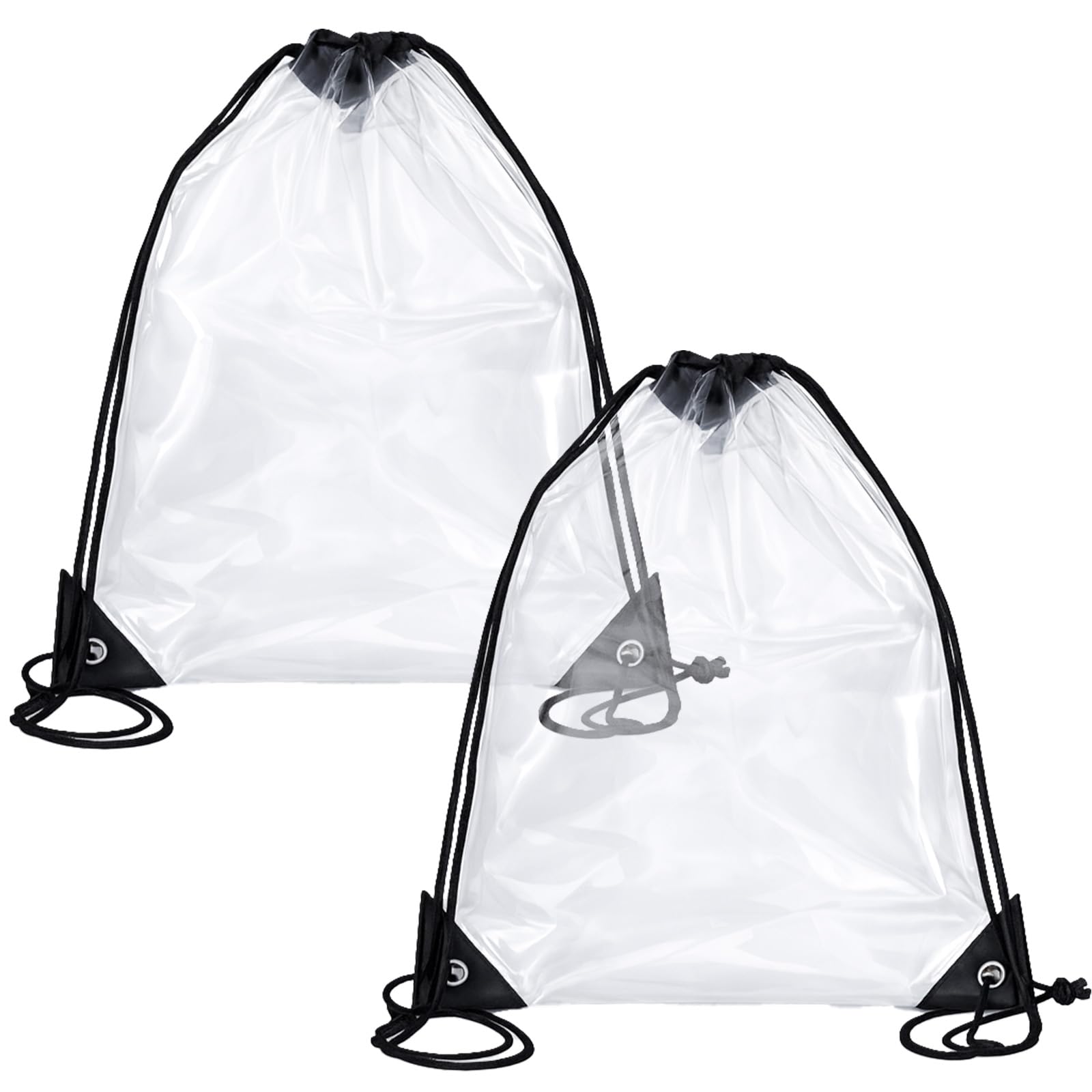 Xinjoduz 2 Pcs Clear Drawstring Bags Backpack, Waterproof PVC Drawstring See Through Bag for Gym Stadium Approved, Ideal for Stadium Events Concert Colleges Work Festivals Travel Shopping (43x34 cm)