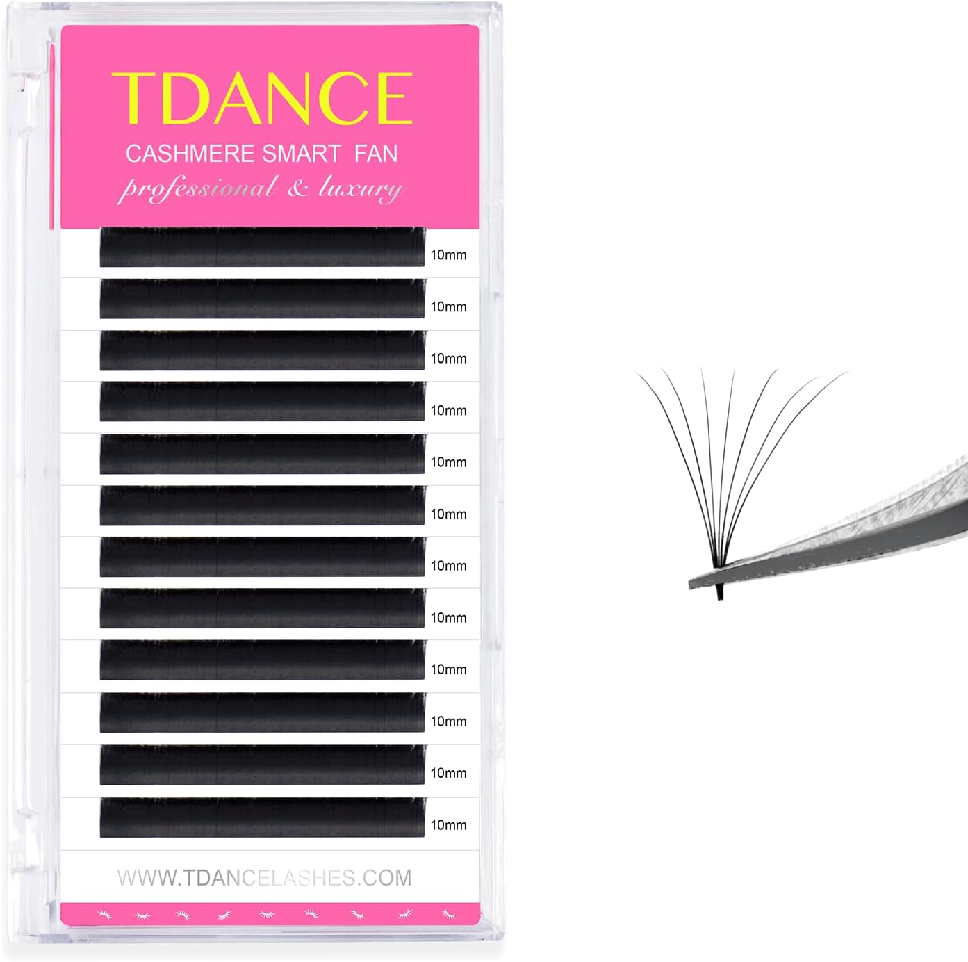 TDANCE Cashmere Easy Fan Lash Extensions Volume Lash Extensions 0.03mm C Curl 14mm Single Length Matte Black Mega Volume Eyelash Extension (0.03-C,14mm)