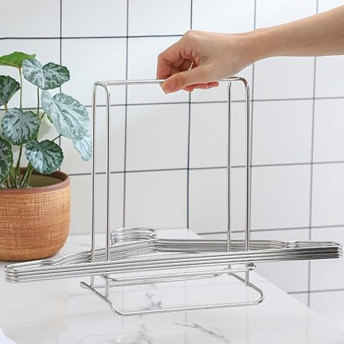 Miniatura 5 de NUOBESTY Percha de percha de acero inoxidable, soporte para apilador, soporte de almacenamiento portátil, soporte para colgar la ropa para balcón,