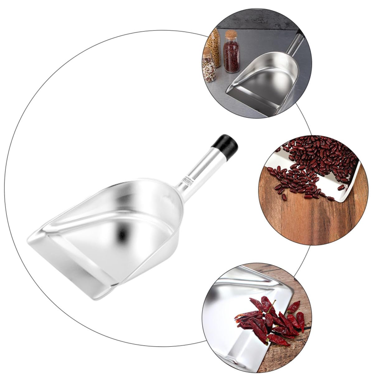 Pelle à Nourriture en Acier Inoxydable Multipurpose Pratique Cuisine Pelle à Riz et Légère et Solide Argentée
