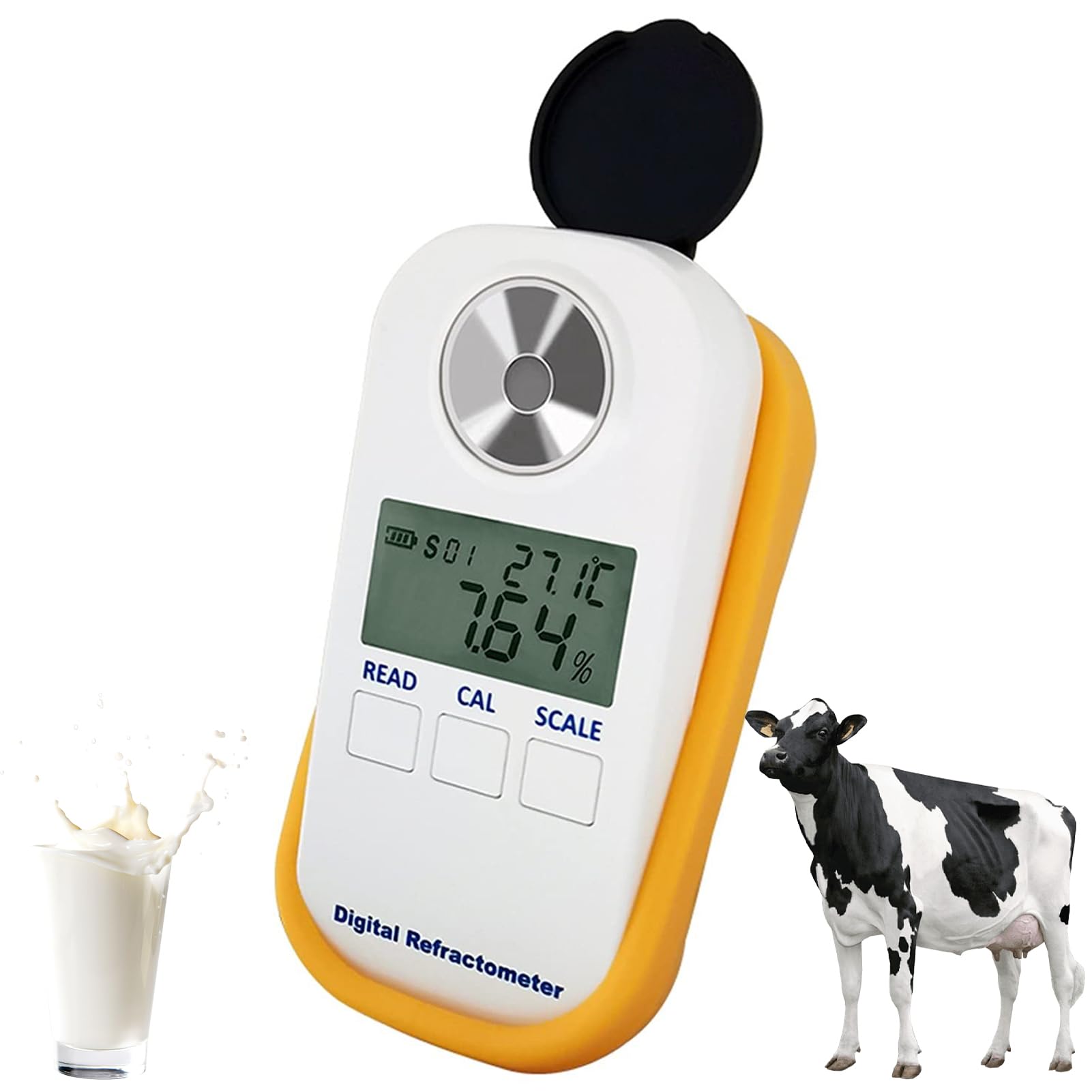 Hand Held Refractometer 0-94%, Portable Digital Honey Refractometer, Meter Tester, Sugar Refractometer for Fruit, Honey, Food, Beverages