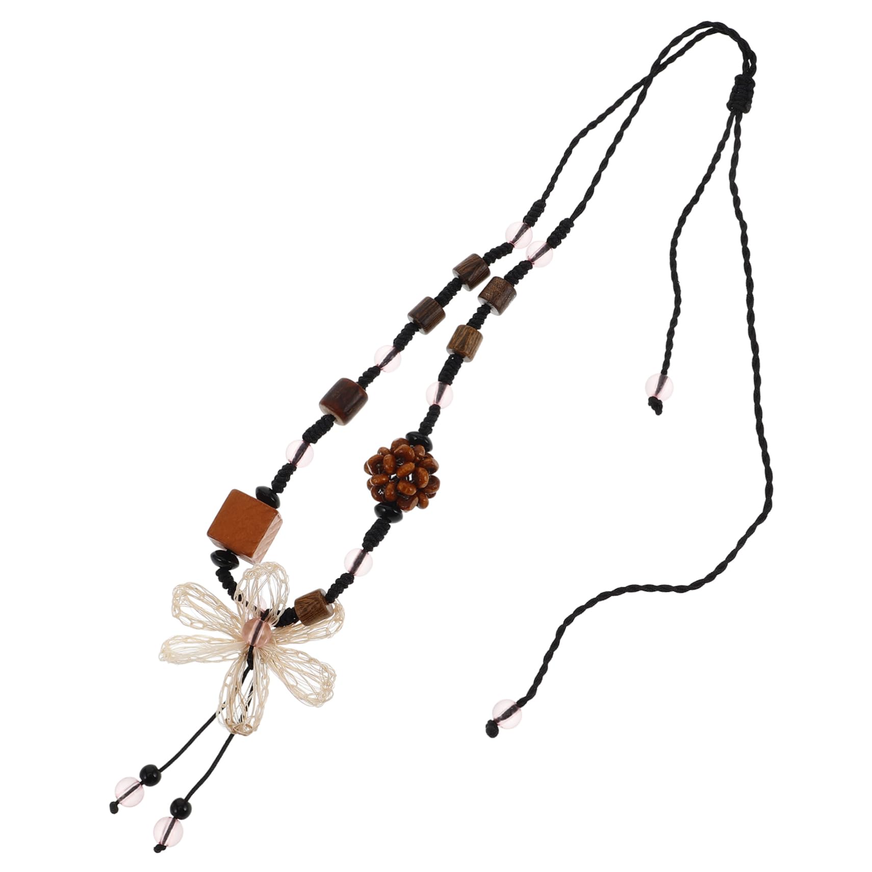 biżuteria Drewniany naszyjnik kwiatowy Wisior z koralików Damska biżuteria Boho Vintage Wygodne noszenie