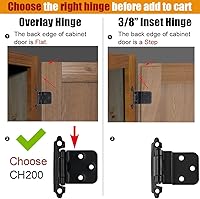 Vista 3 de JQK Bisagras superpuestas de 1/2 pulgada para puerta de gabinete de níquel satinado, paquete de 20 10 pares de bisagras de cierre automático