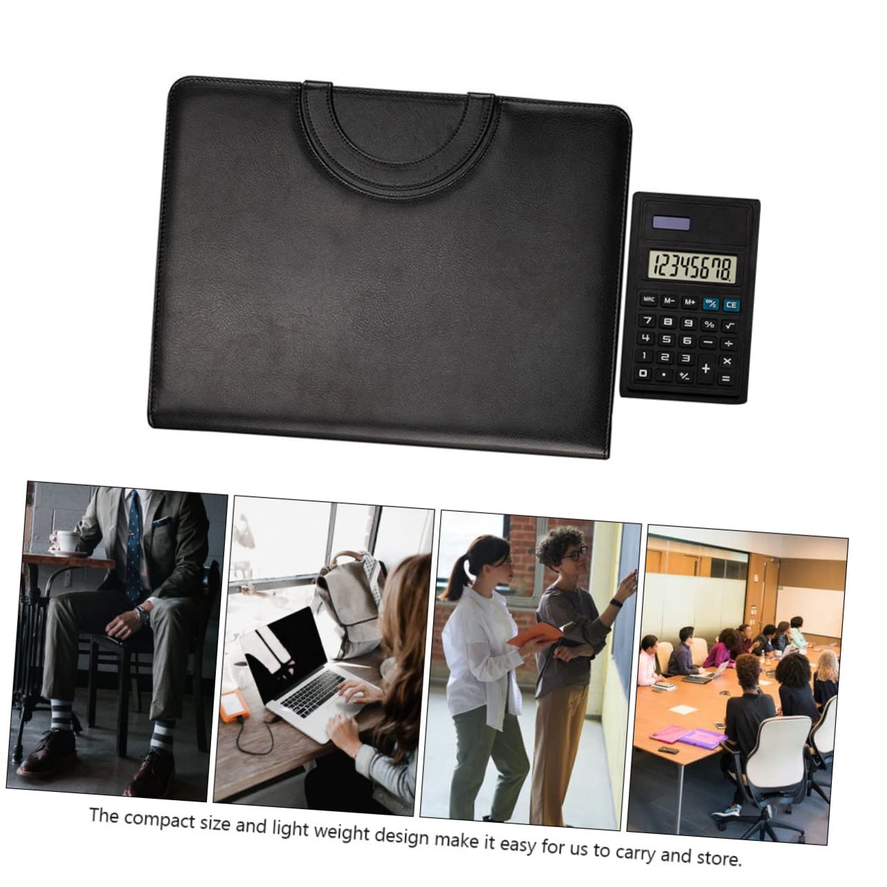 DOITOOL Carpeta de Negocios con Cremallera Cuero Portadocumentos para Oficina Incluye Bloc de Notas y Soporte para Documentos para Hombres y Mujeres