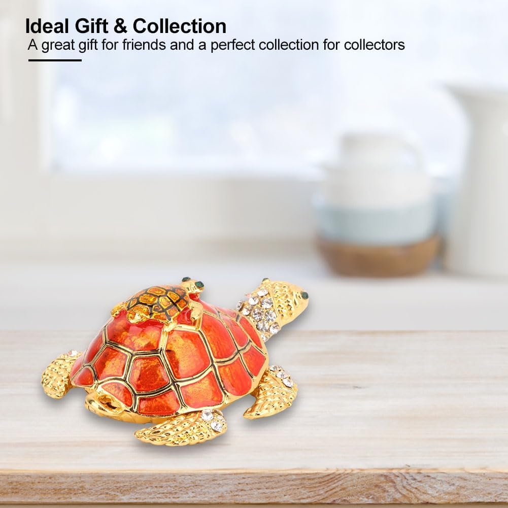 Pistro Boîte à Bijoux Tortue | Boîte à Bijoux émaillée Peinte à La Main