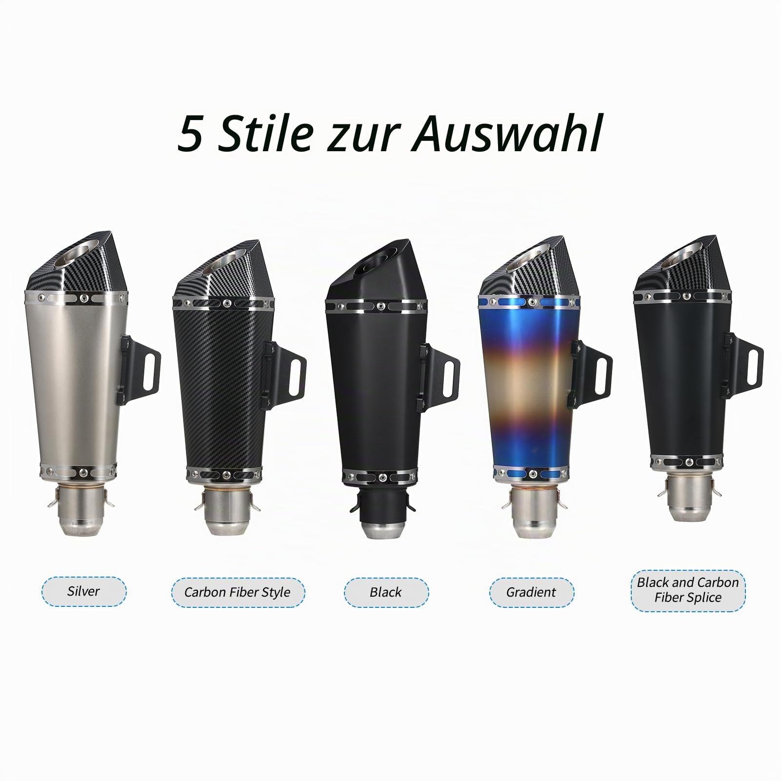Shkalacar Motorrad-Auspuff-Schalldämpferrohre, 1,5–2 Zoll Einlass Kleiner Sechskant Schalldämpfer, Universeller Slip-on-Schalldämpfer Ersatz für Motorrad ATV ZX6R 10R Z900 Z800 R3 R25 R6