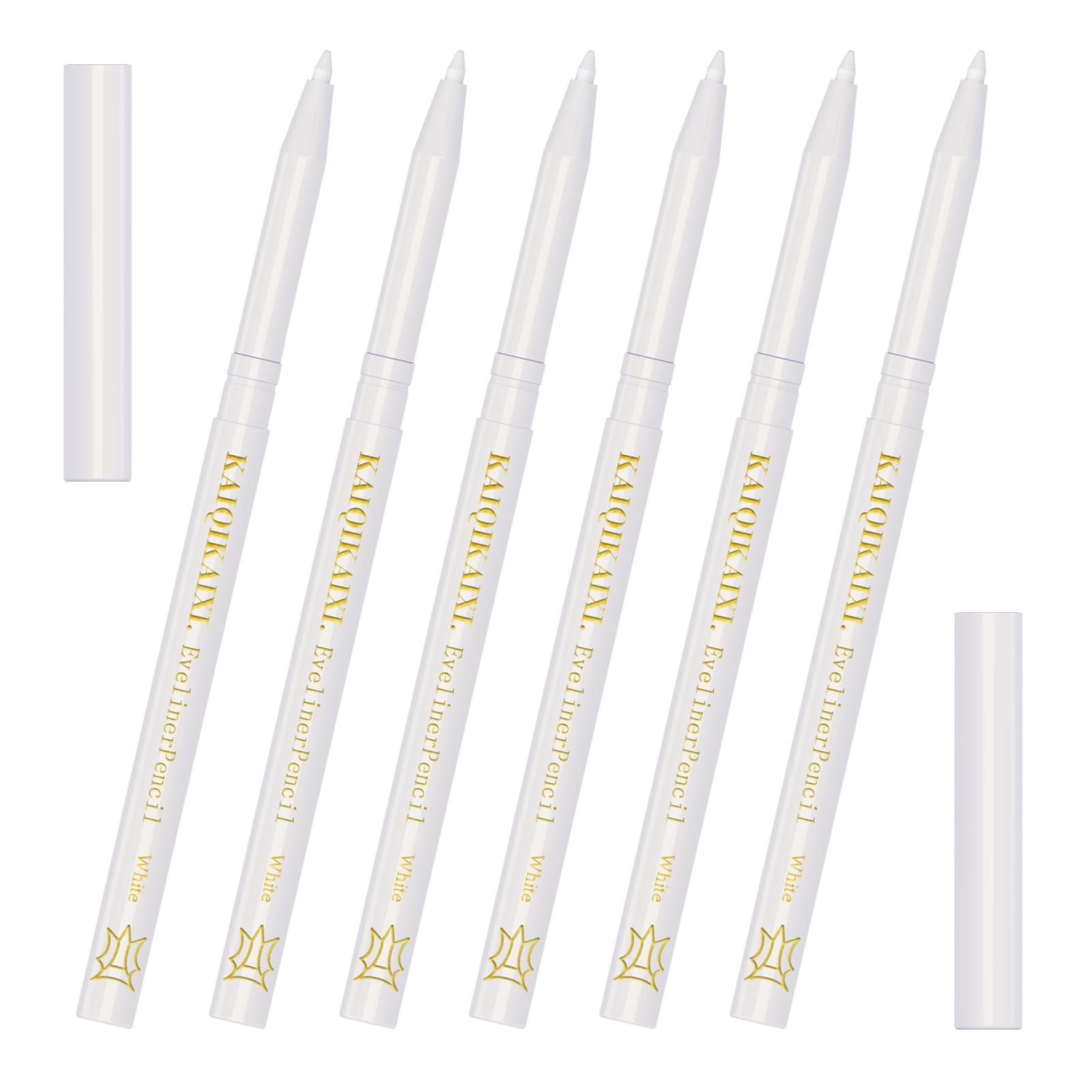KAIQIKAIXI 6 White Eyeliner Pen, Eyebrow Eye Shadow Pencil, Lip Line Pen, Eyelid Pad, Pencil Makeup Set Tool