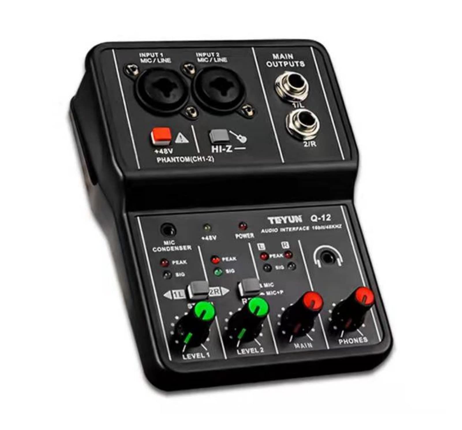 Attrezzatura per DJ per Feste Scheda Audio Audio Q-12 con Console di miscelazione Monitor for Il Computer di Canto di Registrazione in Studio PC 48V Potenza Fantasma