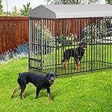 Outdoor Dog Kennel, 8x4x6FT Large Dog Kennel with Feeding Doors, Waterproof Roof, Heavy Duty Dog Enclosures for Outdoor Garden Backyard Courtyard, Black