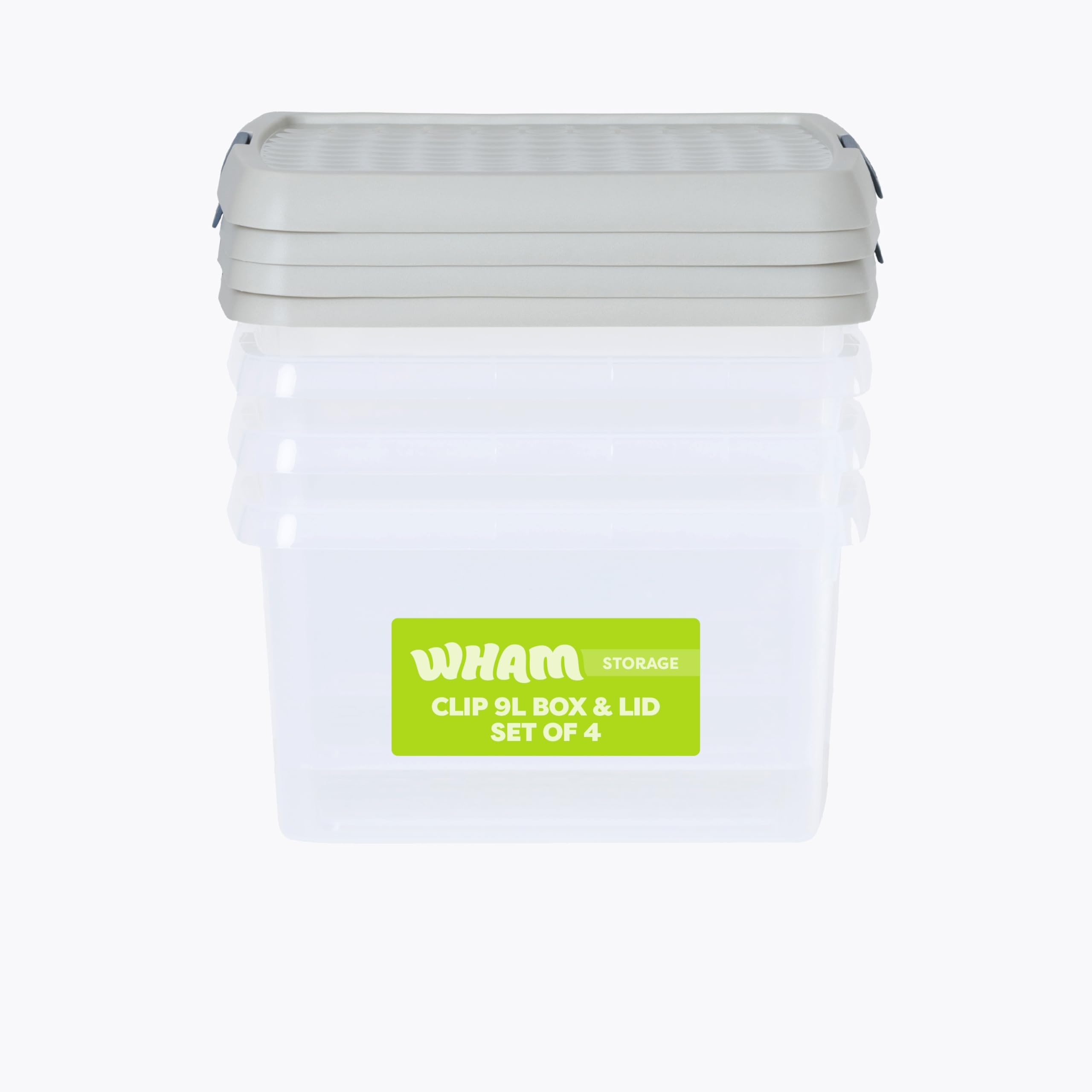 Wham 9L Storage Box with Lid - Clear Stone and Slate Grey
