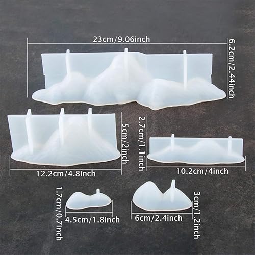 Miniatura 7 de 5 moldes de silicona de montaña, adornos de roca, molde de resina de roca, molde de fundición epoxi 3D, modelo de paisaje para pisapapeles, proyecto