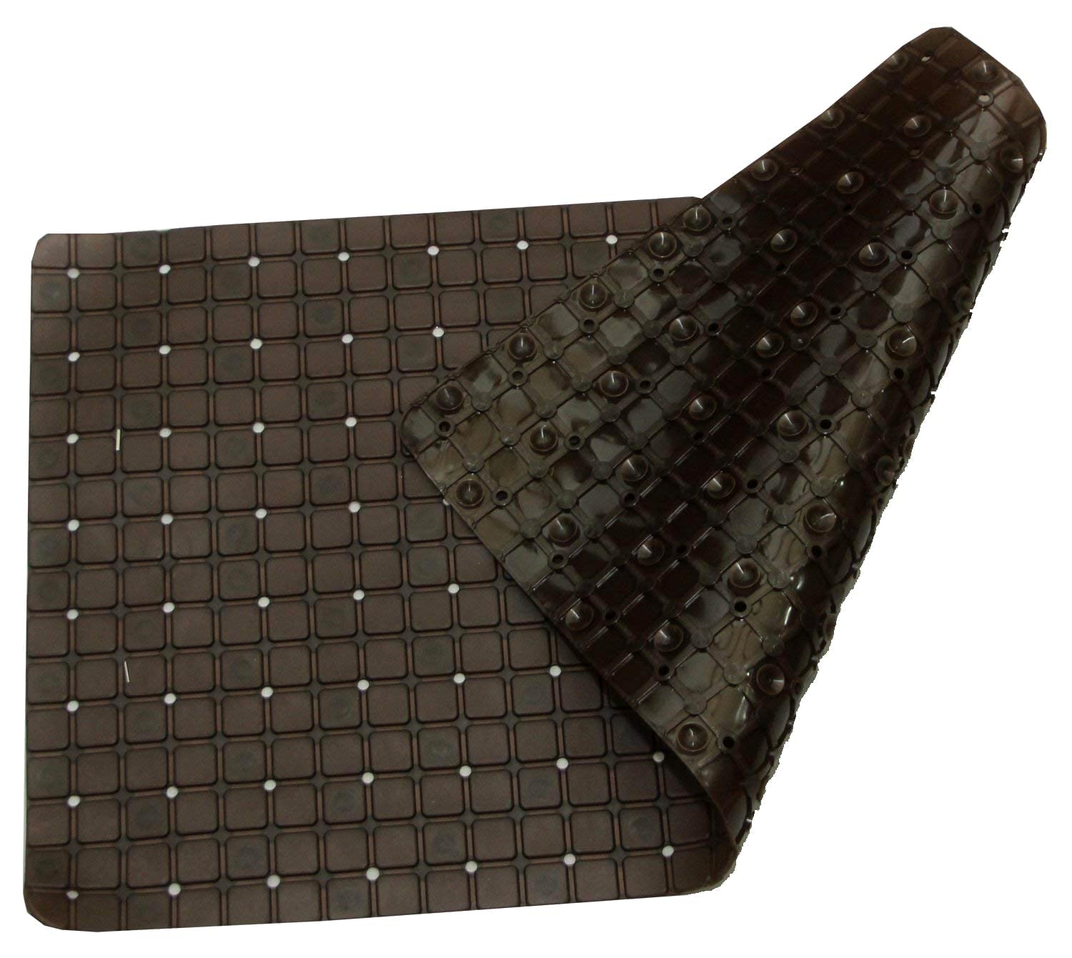 Kuber Industries PVC Bath Mat with Drain Holes and Suction Cups (Brown), HS43KUBMART025554