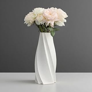 BallarArt CO 3D Printed Ceramic Vase - Unique Pottery Flower Vase for Home & Table Decoration, Modern White Home Decor wit...