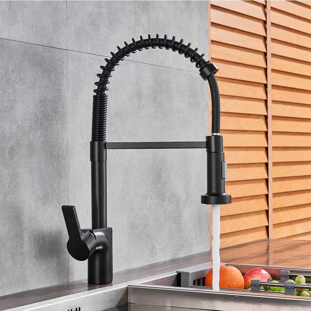 ZYCHSJXA Pull Down Kitchen Sink Faucet, Brushed Nickel Hot and Cold Water Tap, Swivel Spout Spring Mixer Tap,Black Bronze