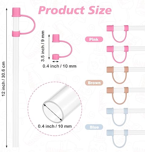 Miniatura 2 de Repuesto de popote reutilizable compatible con Stanley Cup, con tapa de tapón de silicona, juego de 12 piezas, accesorios para vaso Stanley Quencher