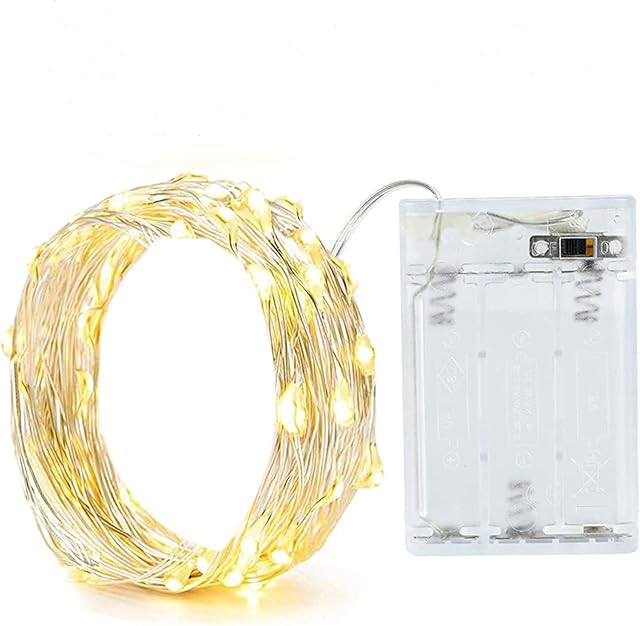 Fairy Lights, 2M 20 LEDs Battery Powered Silver Wire String Lights Waterproof Fairy Lights Indoor Outdoor Lighting Bedroom Garden Jars Camping Wedding Party Festival Tree decorations - Warm White