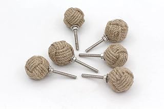 Sponsored Ad - RII 6 Rope Doorknobs Nautical Twisted Decorative Jute, Rustic Rope Knot Drawer Pull and Push, Furniture Han...