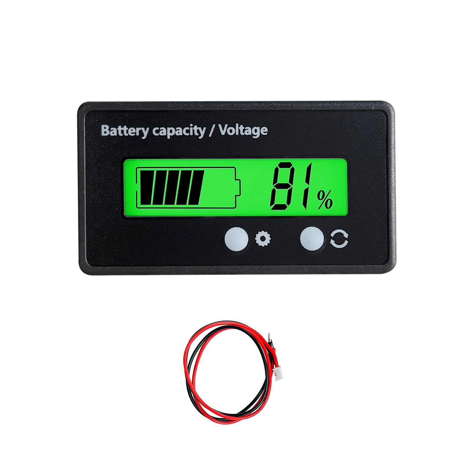 Dickno 12V 24V 36V 48V 60V 72V 84V Golf Cart Battery Meter, Battery Capacity Indicator with LCD Display Backlight, Waterproof Monitor Gauge Digital Voltmeter Tester for Car Golf Cart (Green)