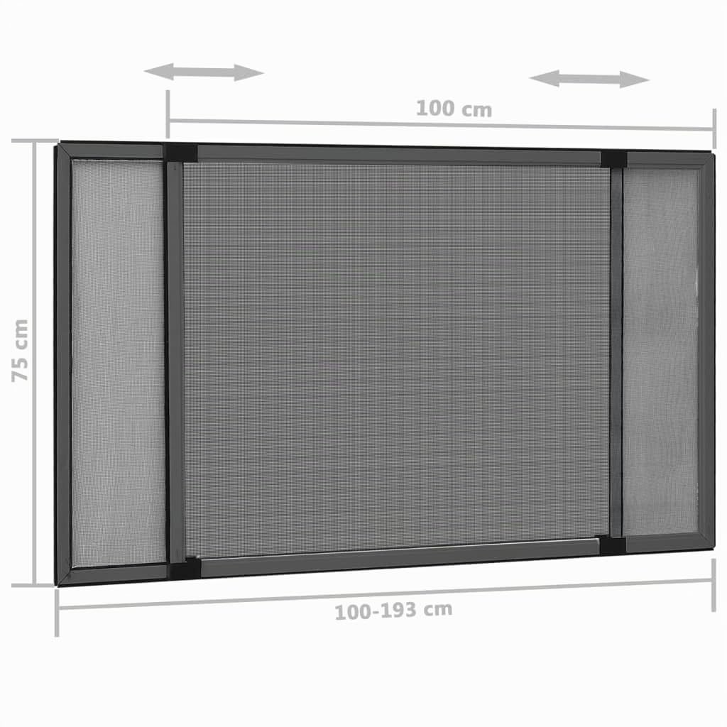 Moustiquaire Extensible pour Fenêtre, Cadre Moustiquaire Coulissant Anthracite (100-193) x75cm