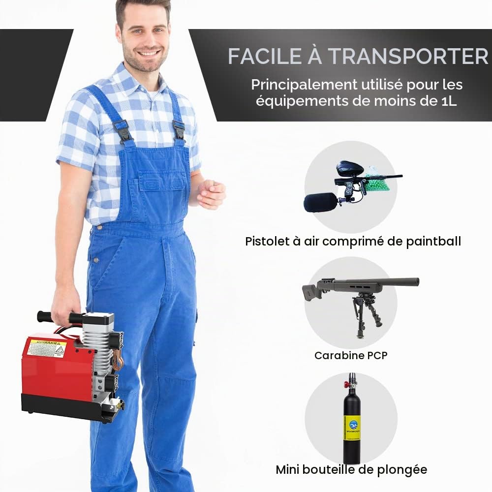 GX PUMP CS2 Compresseur d'air portable PCP, 4500Psi / 30 Mpa