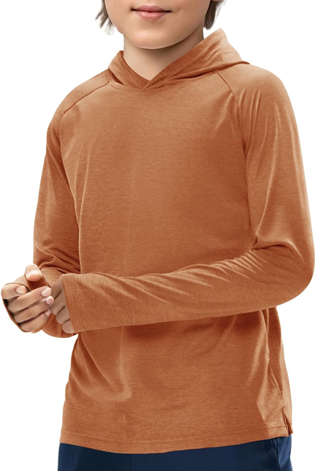 Haloumoning Boys Athletic Hoodies Youth Raglan Long Sleeve Pullover Hoodie Sweatshirts with Thumbhole 5-14 Years