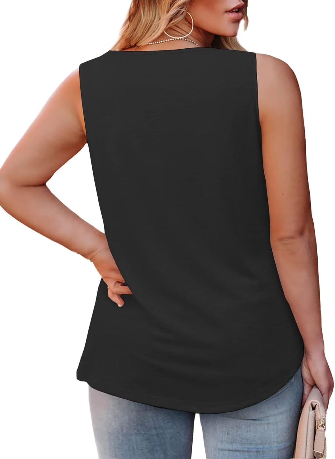 DOLNINE Womens-Plus-Size-Tank-Tops Casual Sleeveless Square Neck Flowy Tunic Shirts XL-5XL - Image 3