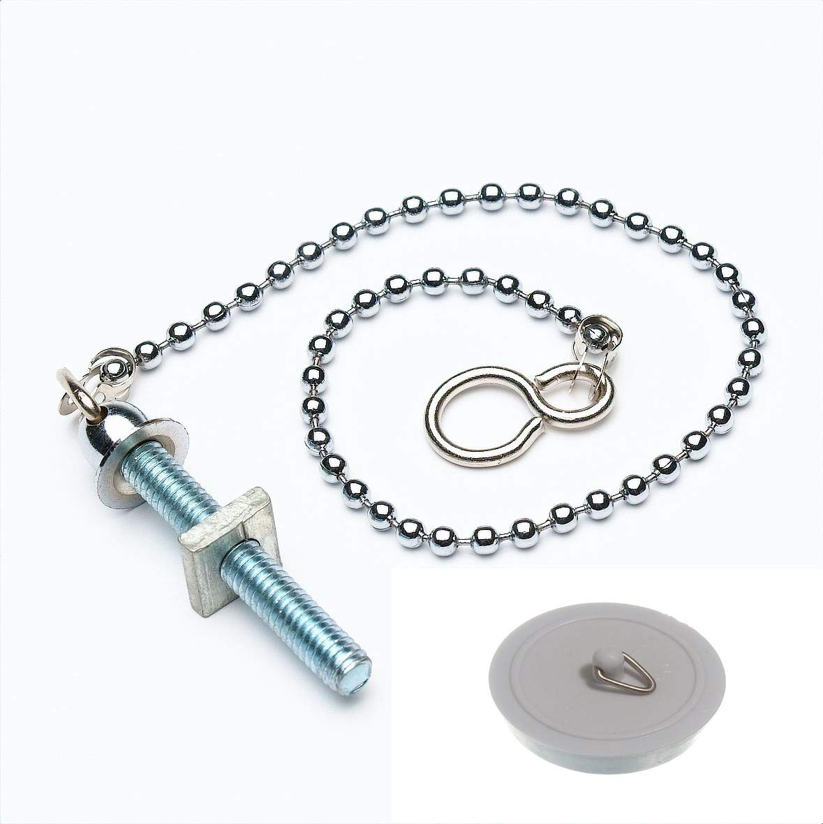 Onestopdiy.com White 4 X Basin Sink Ball Chrome Chain & Stay Sets 300Mm With 38Mm Plug