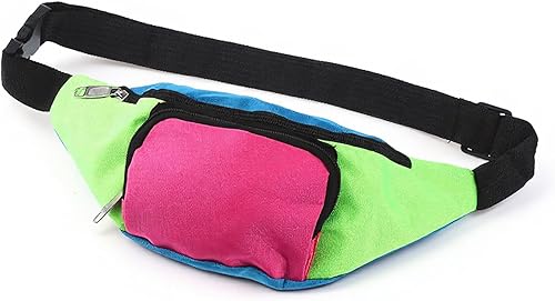 Riñonera con dos bolsillos, riñonera de los años 80 para mujer, accesorios de los años 80 con bloques de color, riñonera para correr, viajar,