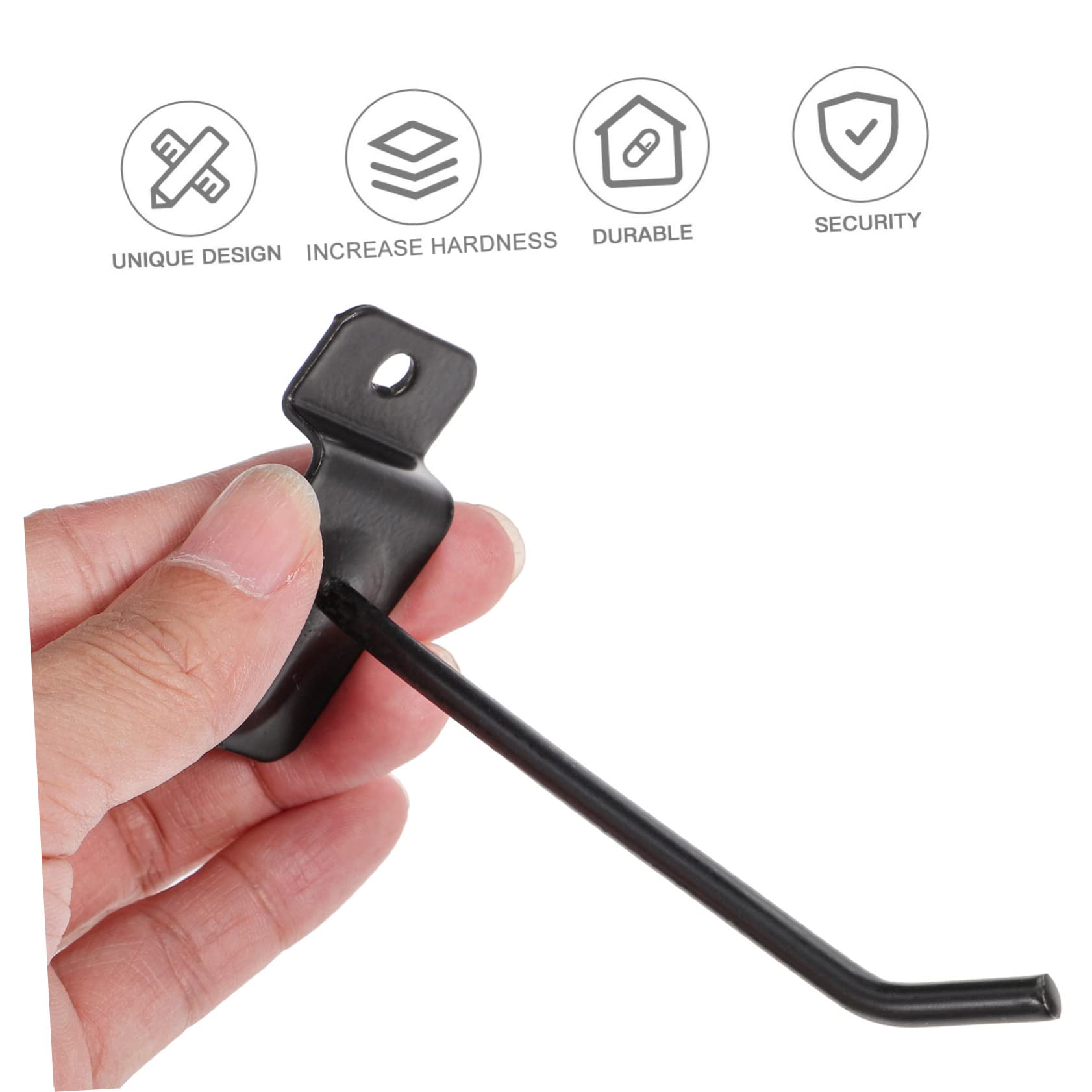 Ganchos para Tableros Perforados de Hierro de 15cm, 50 Piezas | Negro, para Paneles Perforados, Aptos para Hilo y Bobinas, Instalación Sencilla