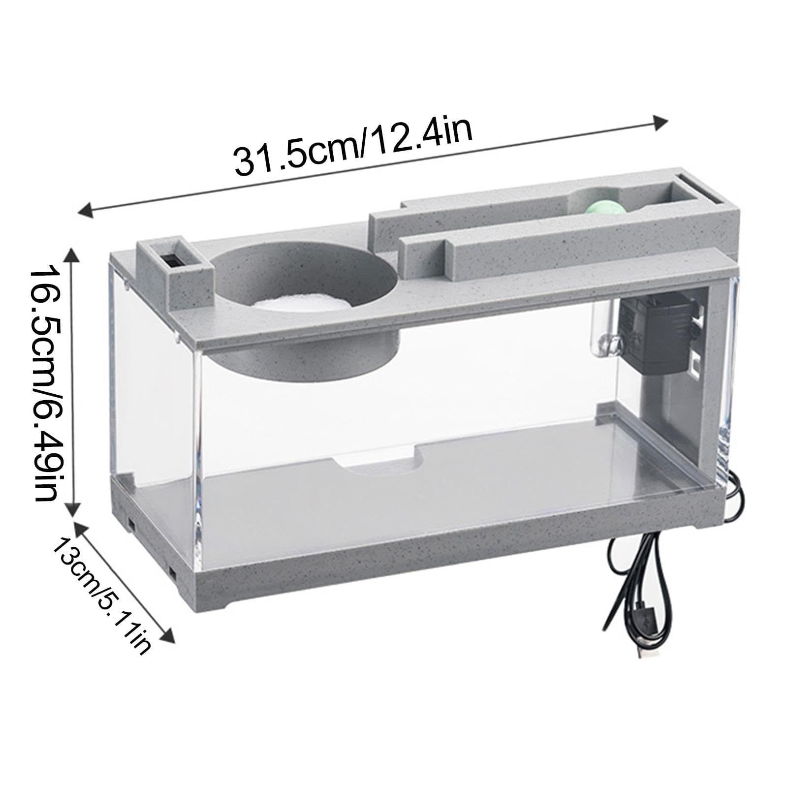 Generic Tanque de Peces con Filtro de Bomba de Aire y luz, Acuario Rectangular con luz LED, Acuario Pequeño para Bettas, Guppies, Peces Loro Min-i, Camarones, Goldfish