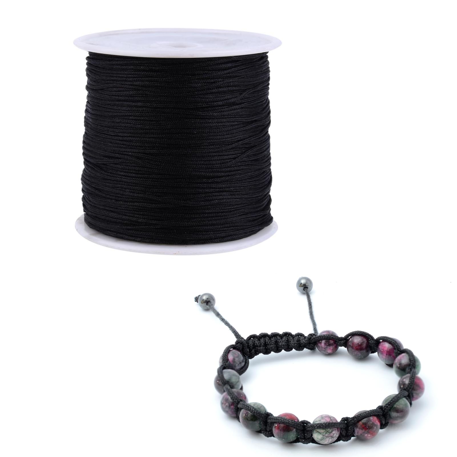 TONIFUL Cordon En Nylon Satiné Blanc 1 Mm X 91,4 M Pour La Fabrication De Bracelets, Bijoux, Queue De Rat, Macramé, Perles En Vrac, Kumihimo, Nœud Chinois, Loisirs Créatifs