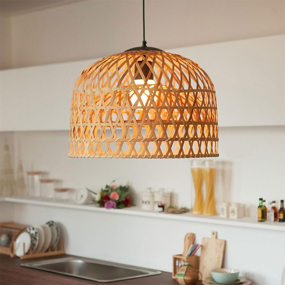 Lampe suspendue en rotin wabi-sabi pour illuminer votre foyer avec douceur