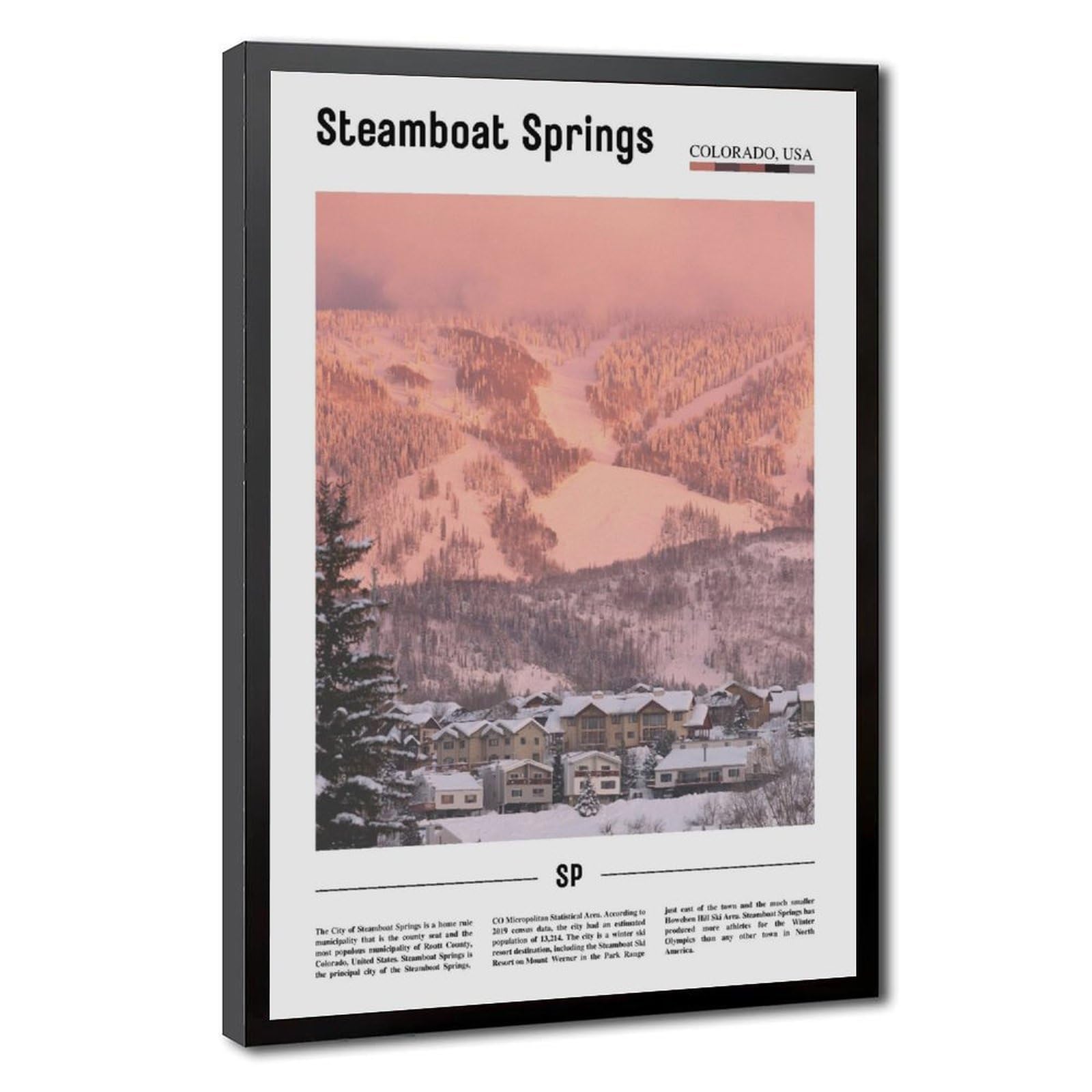 Wcyb Black Frame Steamboat Springs Colorado Usa The United States Of America Scenery Travel Posters Prints Canvas Deco Paintings Wall Art Hangable Frame 24" L X 36" W