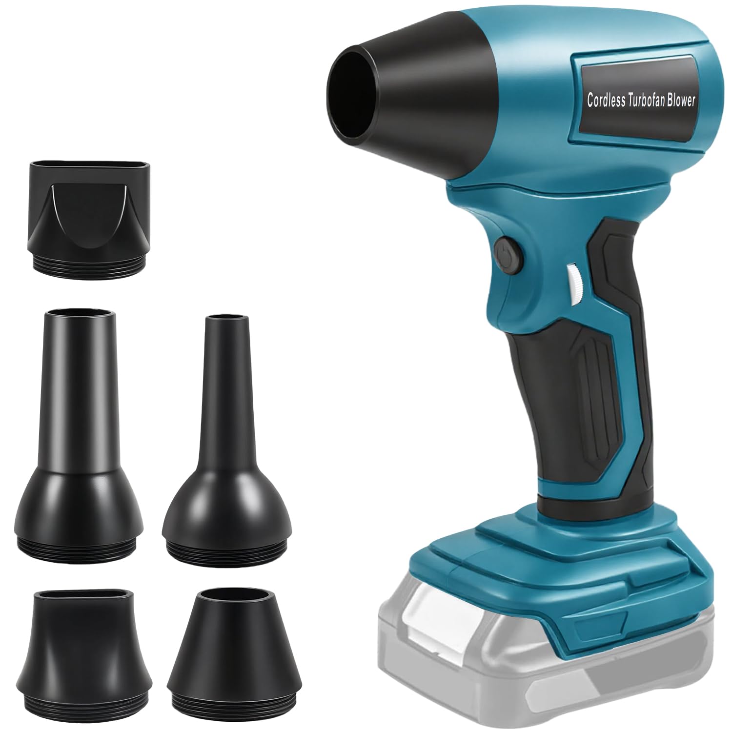 Mini Jet Gebläse, Tragbares Luftgebläse für Makita 18V Akku, Schnurloser 130000RPM Violent Turbo Ventilator, 4-Gang-kabelloser Hochgeschwindigkeits-Handventilator für Tastaturen, Camping,