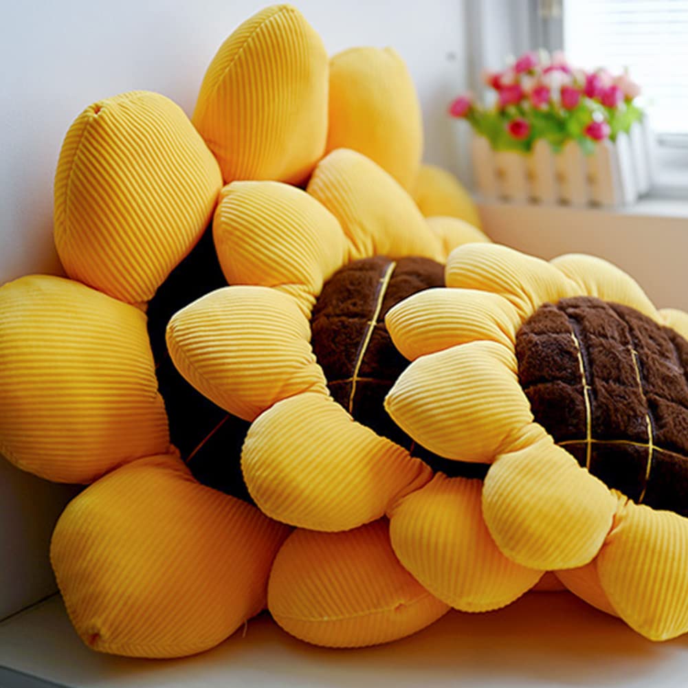 BYNYXI Sonnenblumenkissen, 68cm Bodenkissen für Kinder Sofa Stuhlkissen Sonnen Kissen Blumenform Rund Blumenkissen Baby Dekokissen für Kinderzimmer Sitzkissen Weiche Plüschkissen,38cm/48cm/68cm
