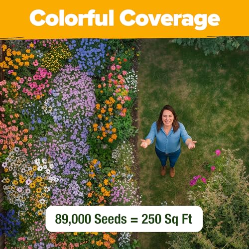 Image of HOME GROWN Premium Wildflower Seeds Bulk Mix | 89,000+ Non-GMO Native Perennial Flower Seed for Planting | 23 Varieties for Bees, Butterflies & Birds | Full Sun & Shade | 2 oz