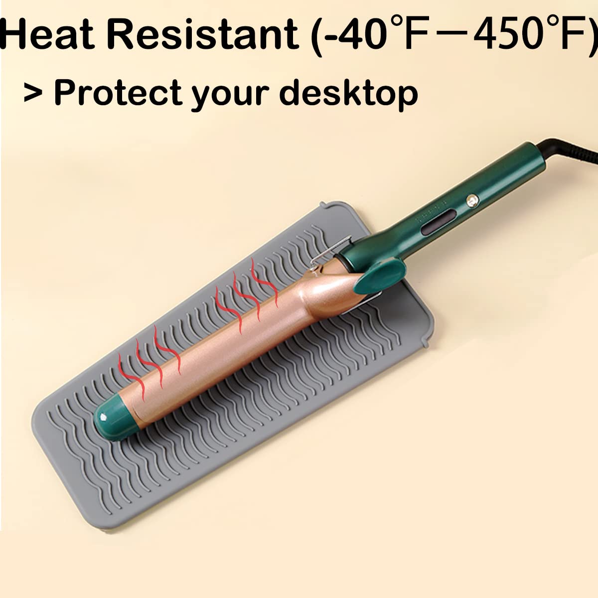 2 hitzebeständige Silikonmatten mit Loch zum Aufhängen, Glätteisen, hitzebeständige Reisematte und Tasche für Lockenstab, Glätteisen, Glätteisen und andere heiße Haarstyling-Werkzeuge, 27,9 x 15,2 cm,