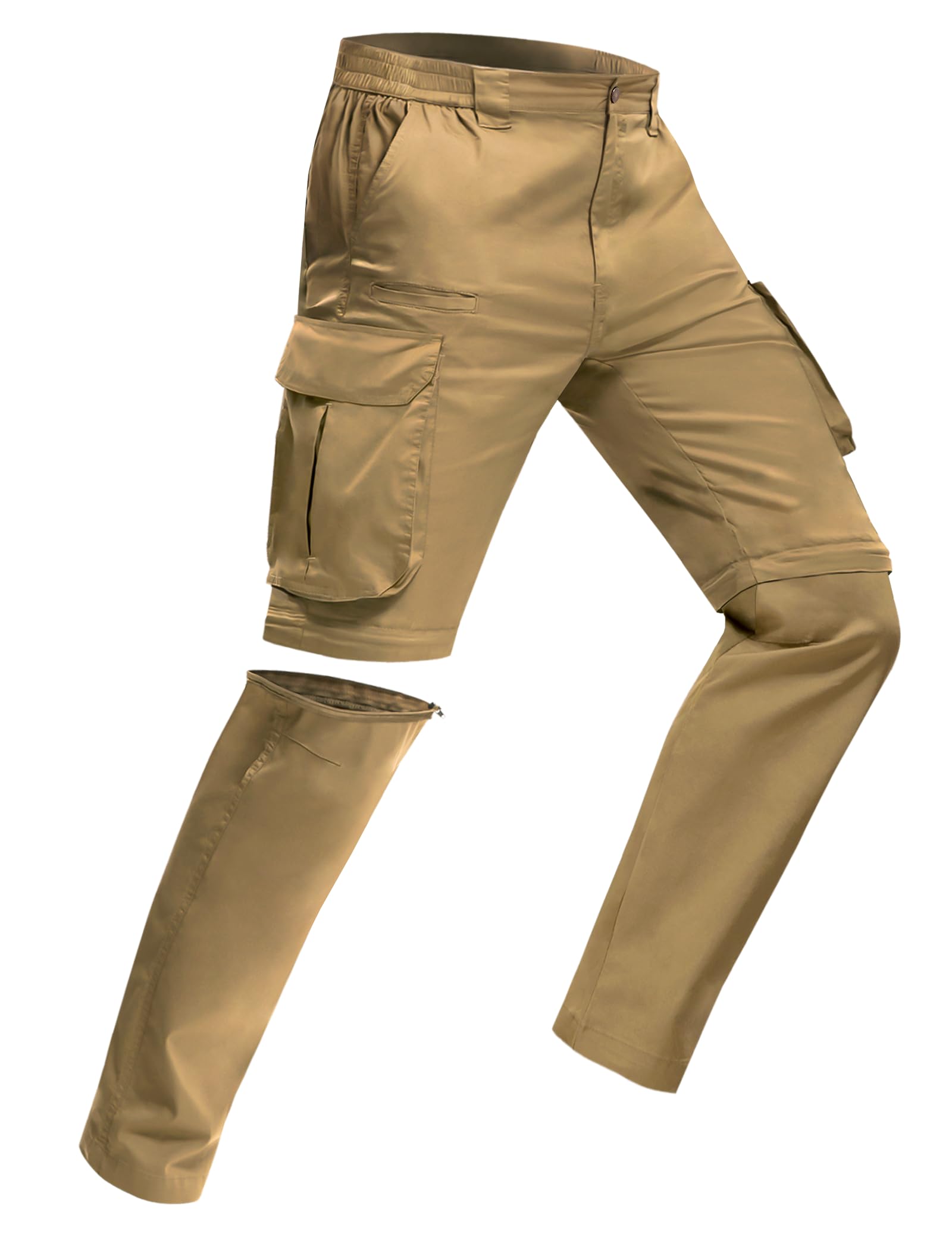 MOURCE Wanderhose Herren Zip Off Leichte Schnelltrocknende Cargohose Herren 8 Taschen für Camping Reisen Angeln