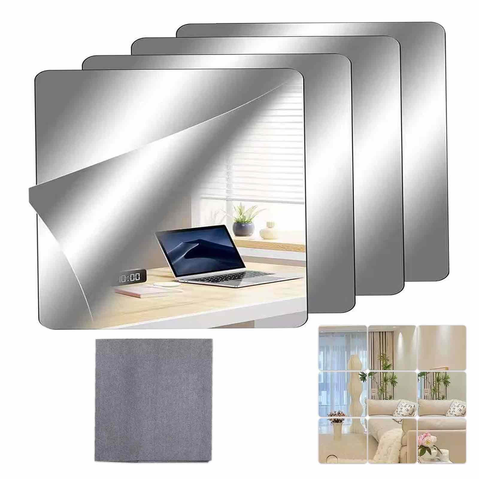 TICKLELY Espejos Decorativos de Pared, Espejo Grande Cuadrado, Espejo de Habitación para la Decoración de Pared con Diseño Exquisito, Ideal para el Tocador, Incluye Paño de Limpieza Especializado.